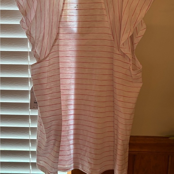 Time and Tru Tops - Time and Tru White Tank with Thin Red Stripes and cap sleeves women’s size XL